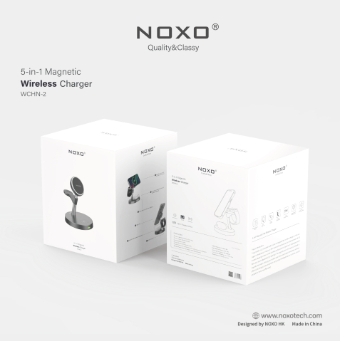 Statie Incarcare Wireless Magnetica 5 in 1 NOXO WCHN-2 15W MagSafe cu Veioza LED [6]