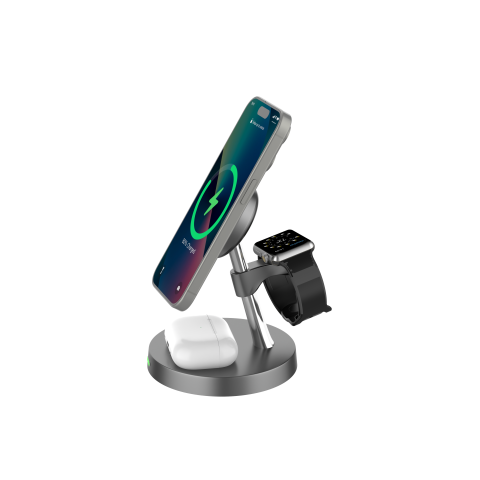 Statie Incarcare Wireless Magnetica 5 in 1 NOXO WCHN-2 15W MagSafe cu Veioza LED [1]