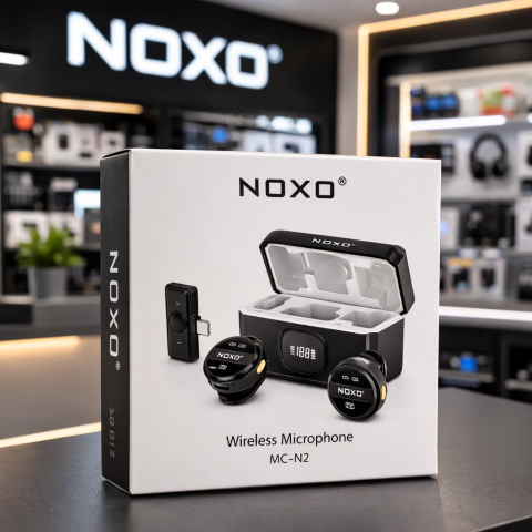 Microfoane Lavaliera Wireless - Microfon Lavaliera Wireless NOXO MC-N2 pentru Telefon USB-C, Sistem Dual cu Carcasa de Incarcare pentru Vlog, Podcast si Live Streaming