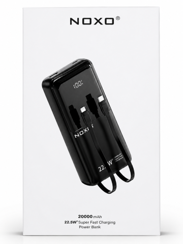 Power Bank - Power Bank NOXO PN-2 20000mAh 22.5W cu Cabluri Integrate USB-C si Lightning Display LED