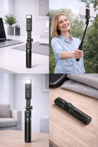 Selfie Stick cu Tripod si Lumina LED NOXO SS-N1 Rotatie 360 Bluetooth [2]