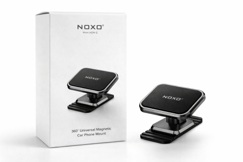 Accesorii Telefoane - Suport Auto Magnetic Telefon NOXO HDN-2, Rotatie 360°, Ultra Slim, Montare Bord, Include Placute Metalice