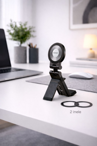 Accesorii Telefoane - Suport Telefon Magnetic Pliabil NOXO DHN-3 360° Travel Phone Holder cu Clema suport telefon  magnetic  pliabil  360°  travel  holder