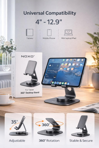 Accesorii Telefoane - Suport Telefon si Tableta 360° NOXO DHN-2 Stand Desktop Reglabil Aluminiu