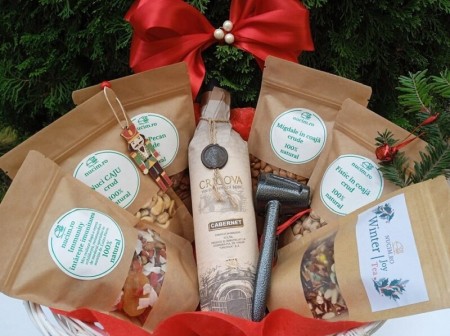 Cadouri sanatoase - Cos cadou cu vin "Platinum"