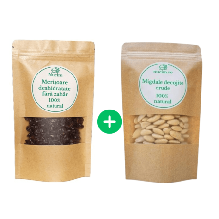 Nuci, Seminte & Fructe uscate - Migdale decojite crude + Merisoare fara zahar