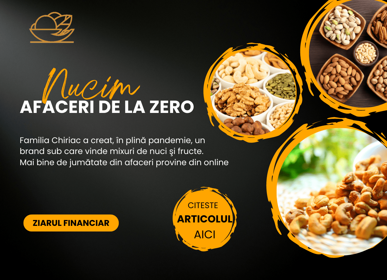 Afaceri de la Zero. Familia Chiriac a creat, în plină pandemie, un brand sub care vinde mixuri de nuci şi fructe.