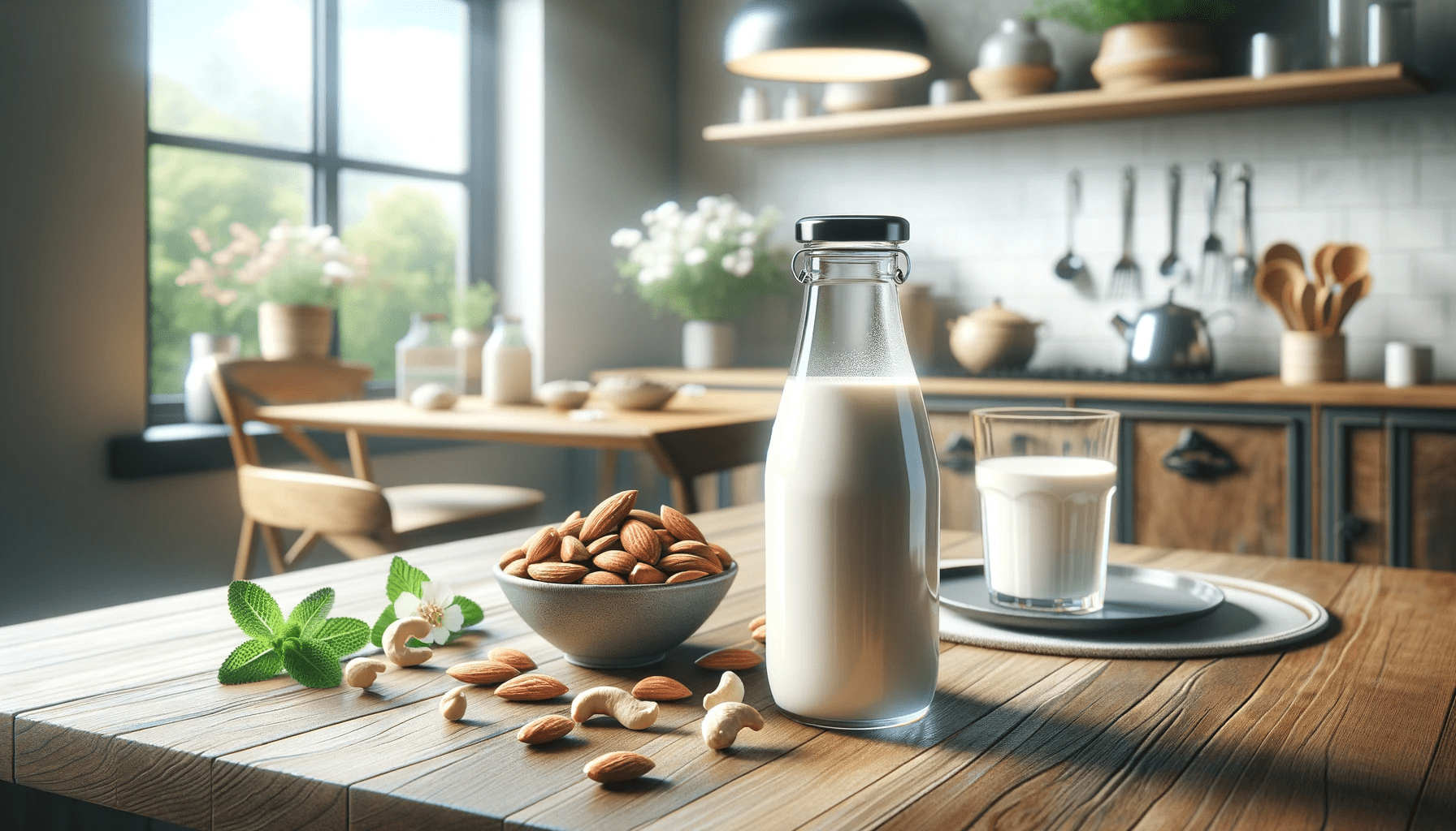 Lapte Vegetal din Caju și Migdale făcut în casă cu produse de la Nucim.ro