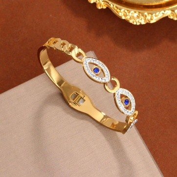 Bratara placata cu aur 18 k din otel inoxidabil cu  evile eyes [1]