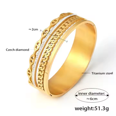 Bratara, placata cu aur 18k din otel inoxidabil.One size [2]