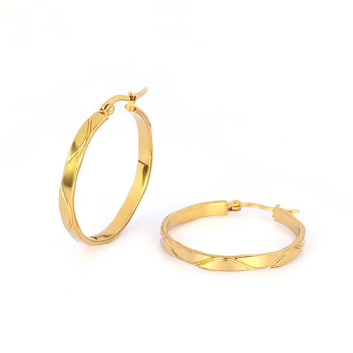 Cercei dama din otel inoxidabil placati cu aur diametru 3 cm [2]