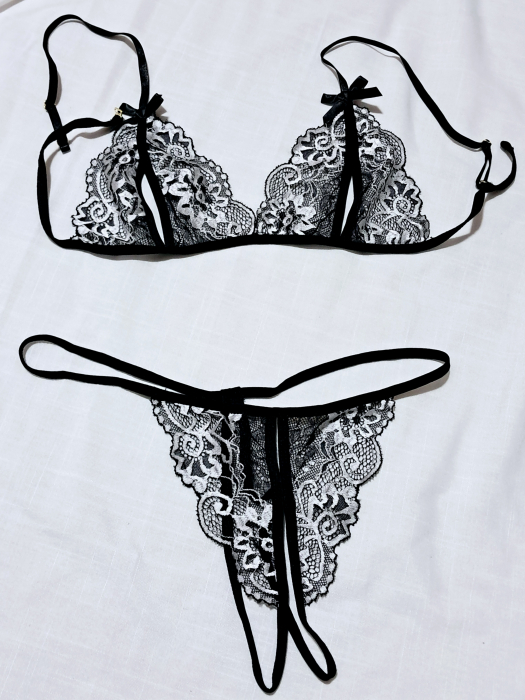 Lenjerie intima dantela neagra, Plus size.Set 2 piese. [2]