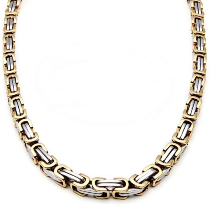 Set bărbătesc  ,bicolor,din oțel inoxidabil – colier și brățară cu design impunător [3]