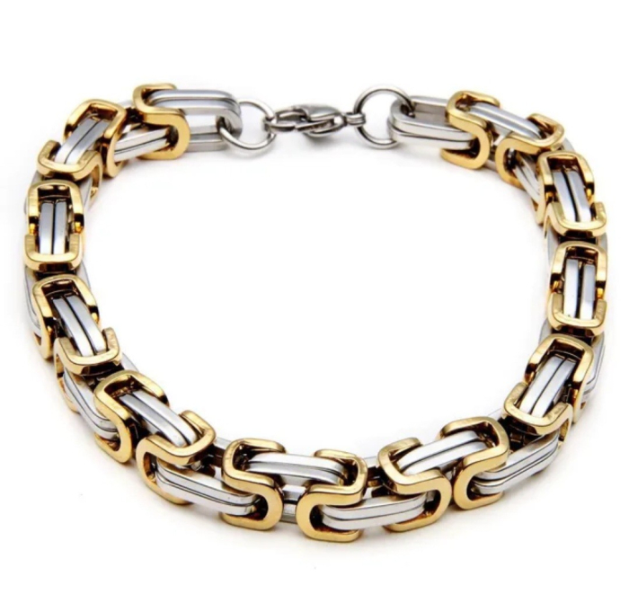 Set bărbătesc  ,bicolor,din oțel inoxidabil – colier și brățară cu design impunător [5]