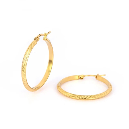 Cercei rotunzi, din otel inoxidabil. placati cu aur , diametru 2 cm [1]