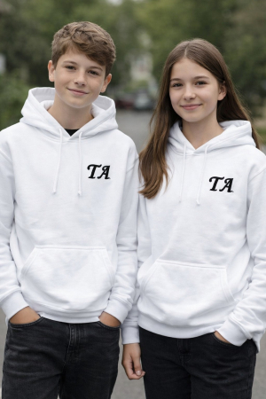 Uniforme Scoala Tudor Arghezi Navodari - Hanorac alb cu logo TA