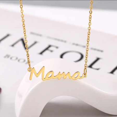 BIJUTERII PLACATE CU AUR - Lanț “Mama” din oțel inoxidabil placat cu aur de 18K 