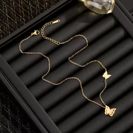 Lant, placat cu aur 18k, delicat, cu pandantiv fluturas [1]