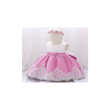 Trusouri si accesorii Botez - Rochie Botez, roz, cu broderie si accesoriu pentru cap.Marime 70 cm 3-6 l