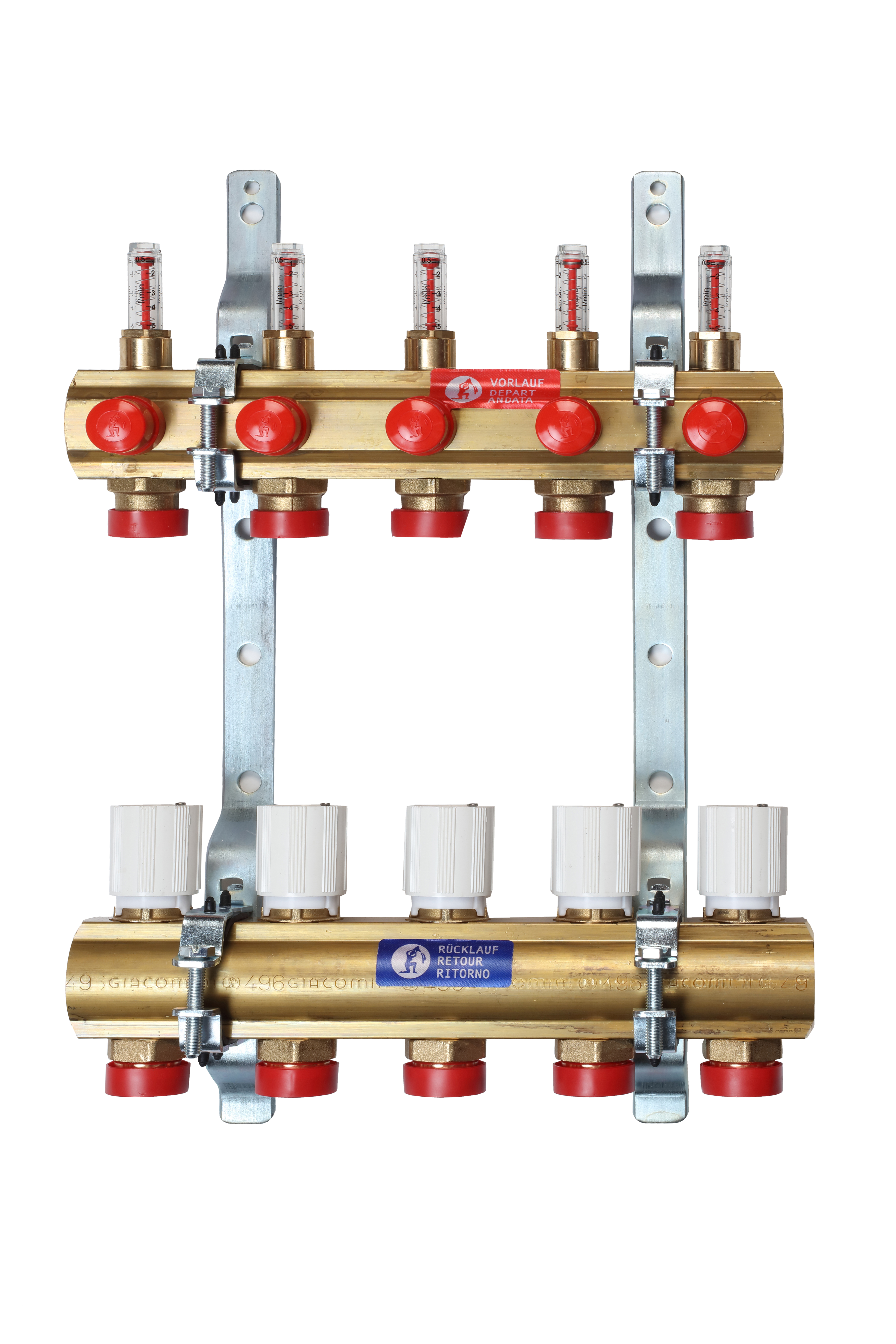 Distribuitoare - Distribuitor colector Giacomini R553F, 2-12 circuite, 1" x 3/4" Eurocon | NZEN