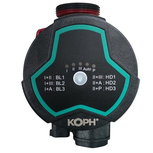 Pompă de circulație KOPH GPA III 25-4 180, debit 2,5 m³/h și H max. 4 m [3]