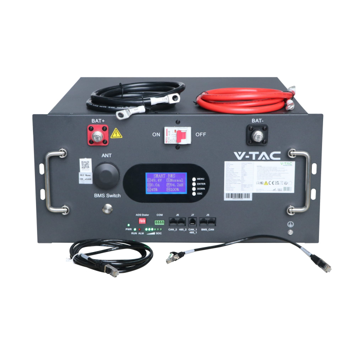 Acumulator V-TAC 12684 9.6kWh, 48V Low Voltage, LiFePO4, IP20, versiune Wi-Fi [1]