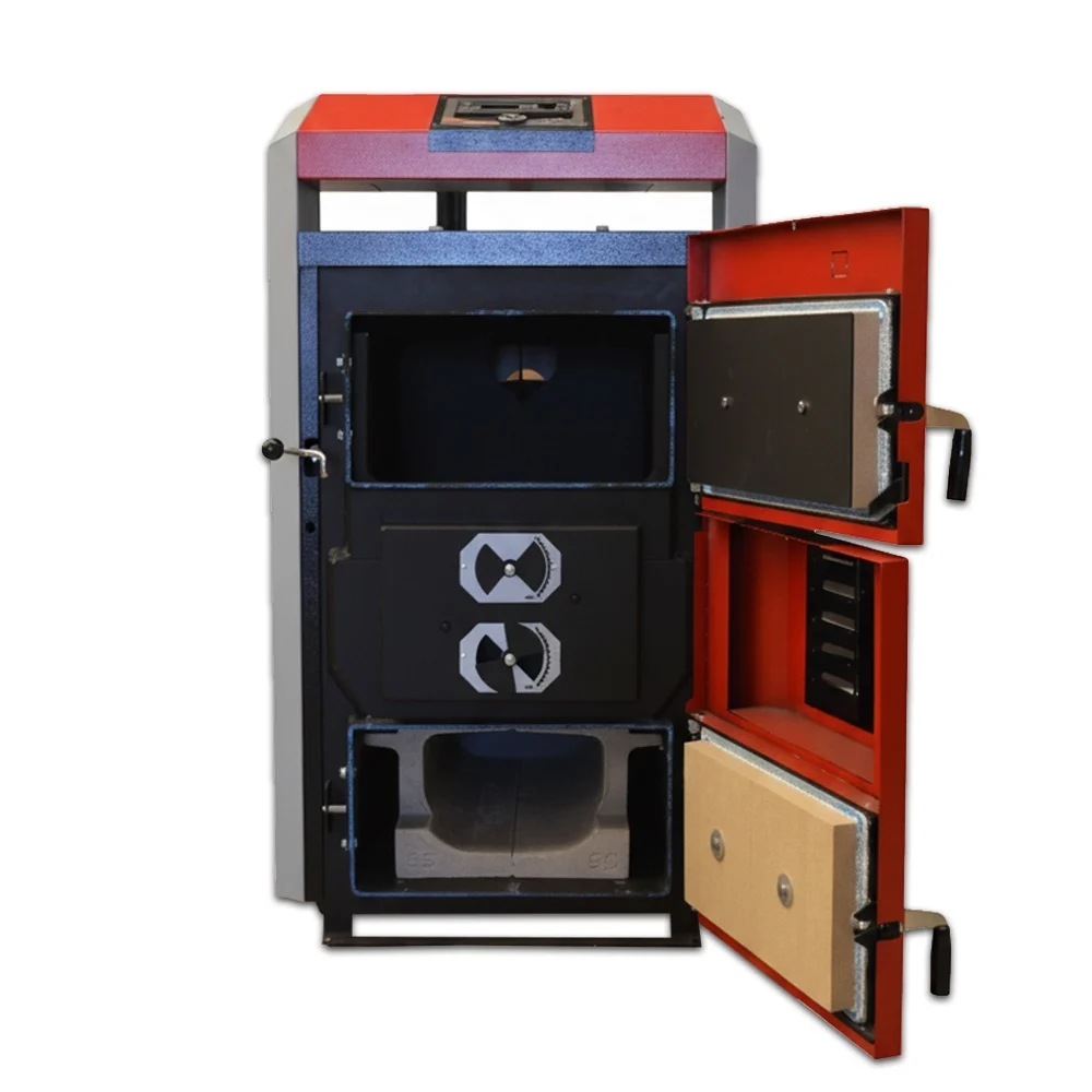 Cazan pe lemne cu gazeificare ATTACK DPX, 25 kW, volum manta apa 100 litri, grosime camera ardere 6 mm, randament 91%, lungime maxima bustean 55 cm, cos evacuare Ø150 mm [12]