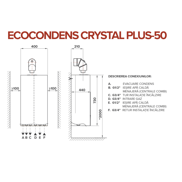 Centrala termica pe gaz in condensatie sistem - Ecocondens Crystal Plus 50 [2]