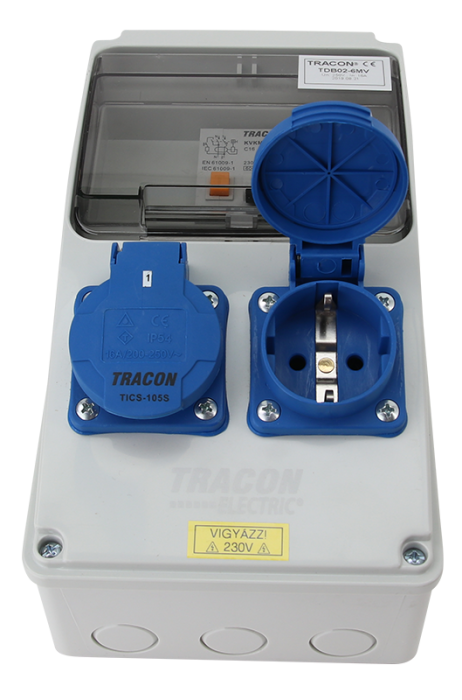 Cutie de distributie cu protectie RCBO, 2×SCHUKO - Tracon TDB02-6MV [3]