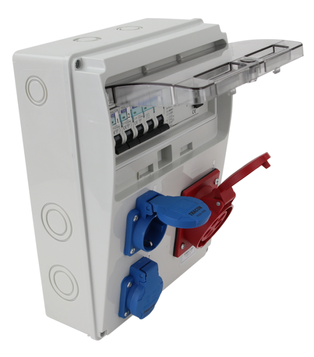 Cutie de distributie cu protectie RCCB + MCB, 2×SCHUKO + 1×16A (3P+N+E), 400V - Tracon TDB04-11MV [4]