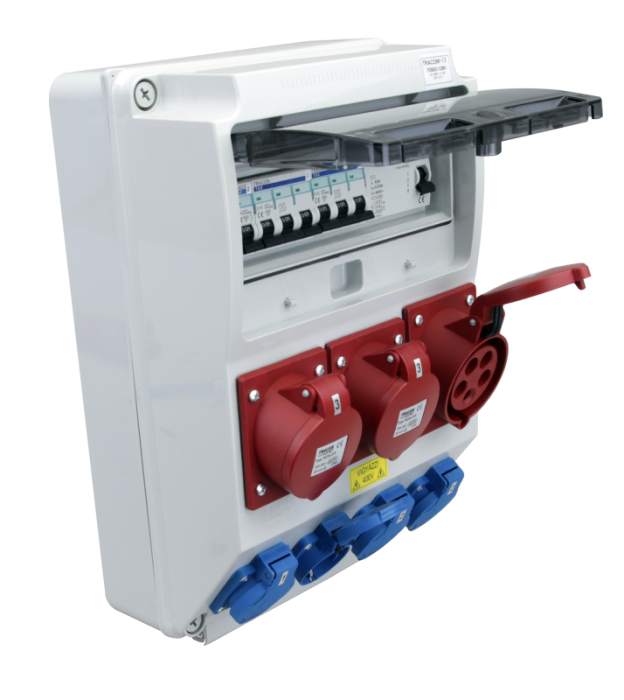 Cutie de distributie cu protectie RCCB + MCB, 4×SCHUKO + 2×16A + 1×32A, 400V - Tracon TDB03-12MV [2]