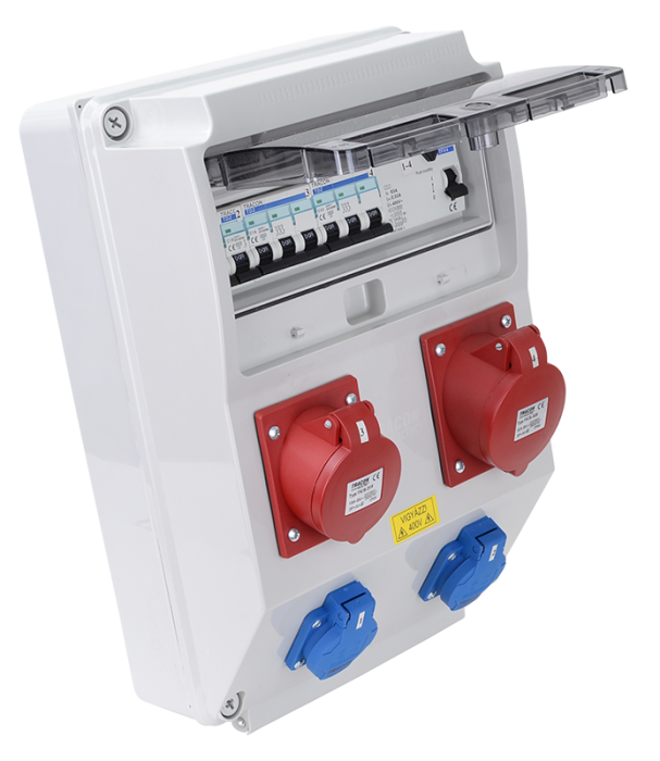 Cutie de distributie industriala cu protectie, 2×SCHUKO + 1×16A 5P + 1×32A 5P 400V - Tracon TDB12-12MV [2]