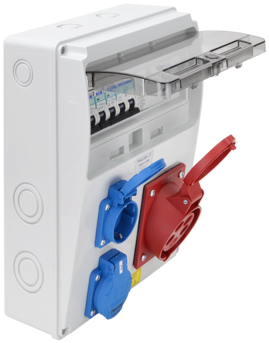 Cutie de distributie industriala cu protectie, 2×SCHUKO + 1×32A 5P 400V - Tracon TDB10-11MV [3]