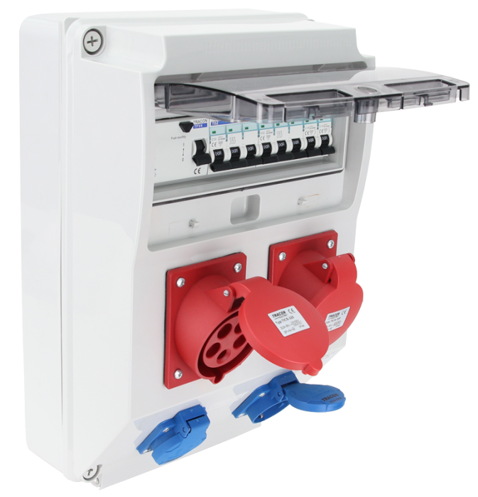 Cutie de distributie industriala cu protectie, 2×SCHUKO + 2×32A 5P 400V - Tracon TDB09-12MV [4]