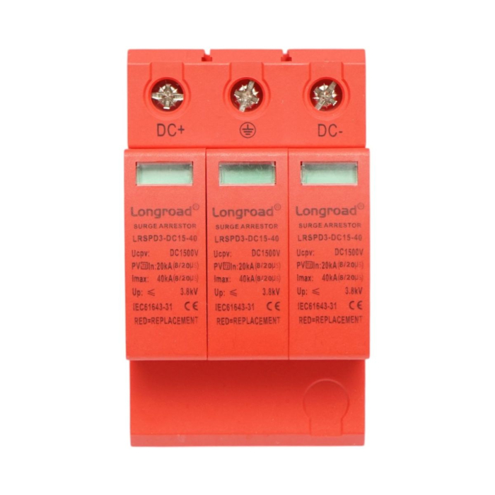 Descarcator de supratensiune cu semnalizare pentru sisteme fotovoltaice DC, 3P, tip C, 1500 VDC - Longroad BK77748 [2]