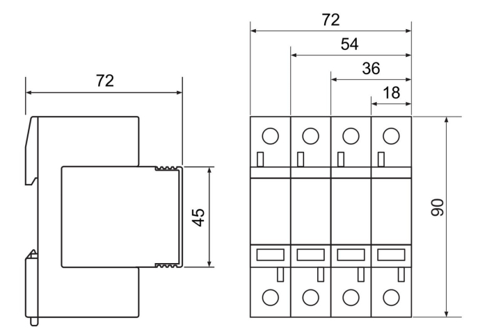 Descarcator de supratensiune T1+T2 AC elem. mod. inlocuibil 3+1P 20kA 400V - Tracon ESPD1+2-12.5-3+1P [3]