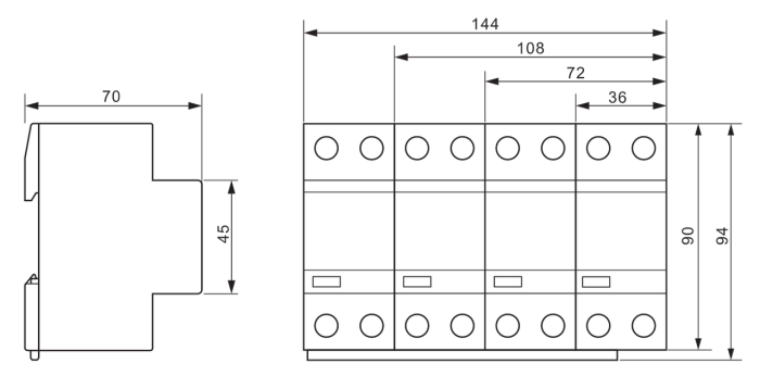 Descarcator de supratensiune T1+T2 integrat AC 4P 50kA 400V - Tracon ESPD1+2-50-4P [3]