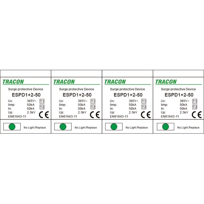 Descarcator de supratensiune T1+T2 integrat AC 4P 50kA 400V - Tracon ESPD1+2-50-4P [2]