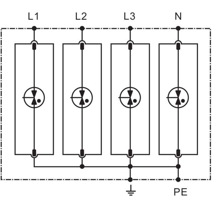 Descarcator de supratensiune T1+T2 integrat AC 4P 50kA 400V - Tracon ESPD1+2-50-4P [4]