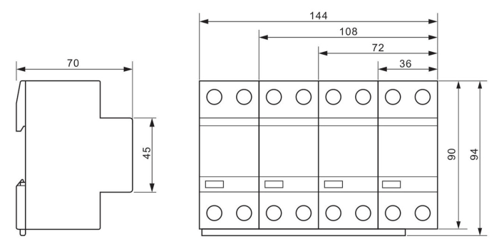 Descarcator de supratensiune T1+T2+T3 integrat AC 3+1P 100kA 400V - Tracon ESPD1+2+3-25-3+1P [3]