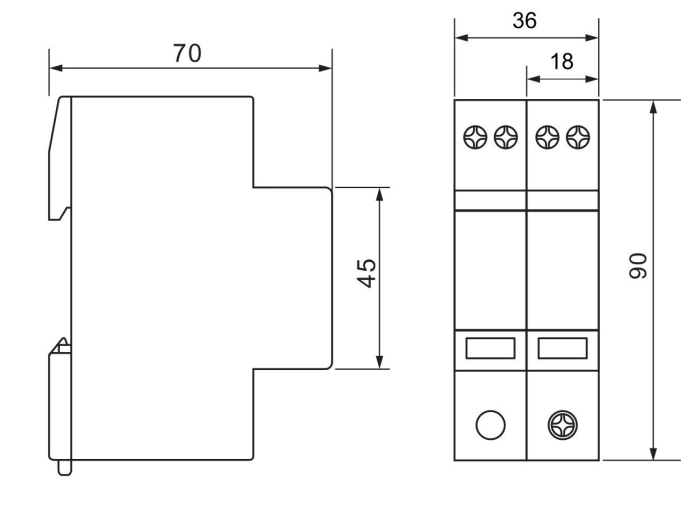 Descarcator de supratensiune T2+T3 integrat AC 1+1P 40kA 230V - Tracon ESPD2+3-40-1+1P [3]