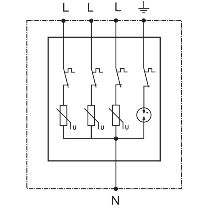 Descarcator de supratensiune T2+T3 integrat AC 3+1P 40kA 400V - Tracon ESPD2+3-40-3+1P [4]