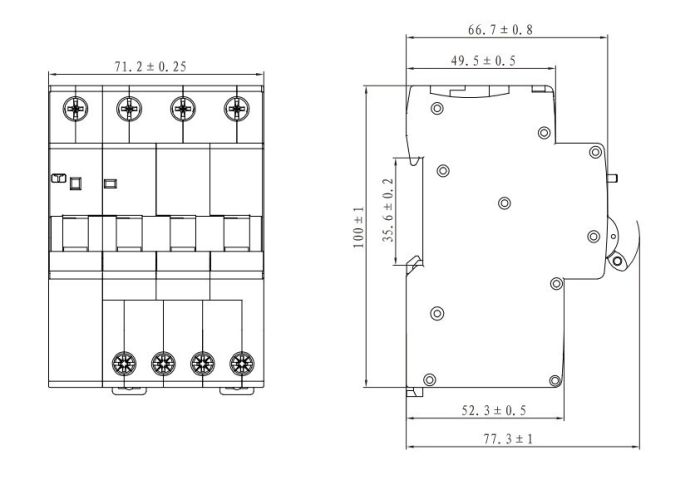 Disjunctor cu protectie diferentiala, 4P, 4 module, curba C 10A - Tracon EVOK4C1003 [2]