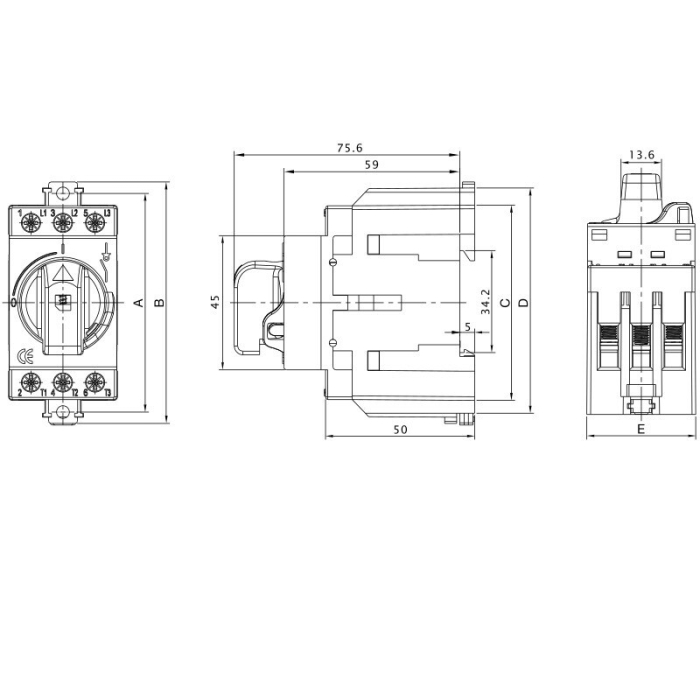 Intrerupator separator modular cu zavorare prin lacat 40A, 400V AC - Tracon EVOMS40/3 [2]