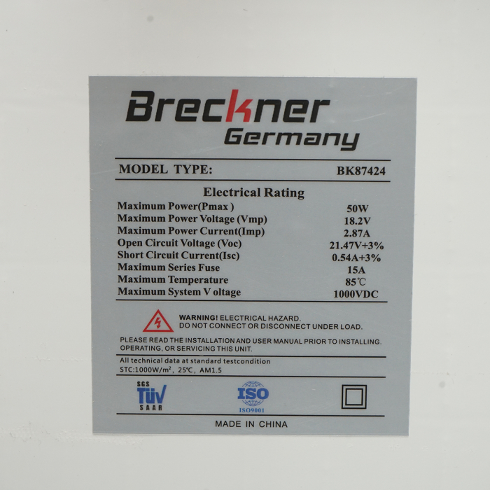 Panou solar fotovoltaic monocristalin Breckner 20-50W 18V BK87422 BK87423 BK87424 [3]
