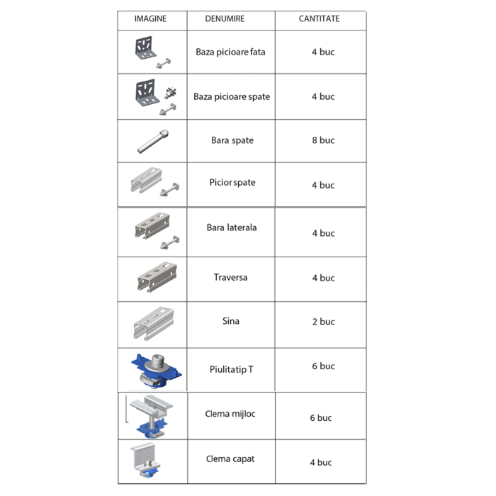 Structură Breckner montaj pe beton 4 panouri, unghi fix 30°/20° (BK77908, BK77909) [7]