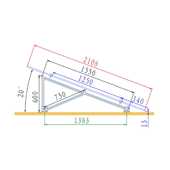 Structură Breckner montaj pe beton 4 panouri, unghi fix 30°/20° (BK77908, BK77909) [2]