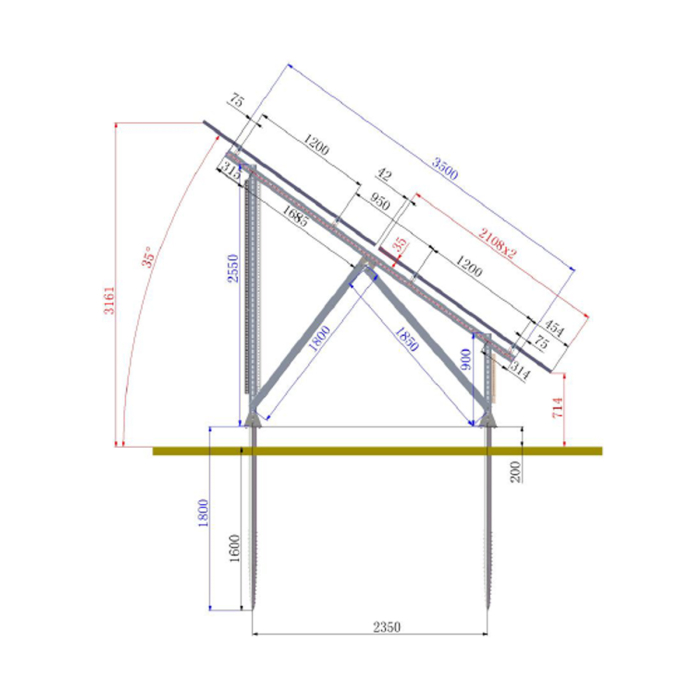 Structură Breckner montaj pe sol 22 panouri, unghi fix 35° (BK77906) [2]