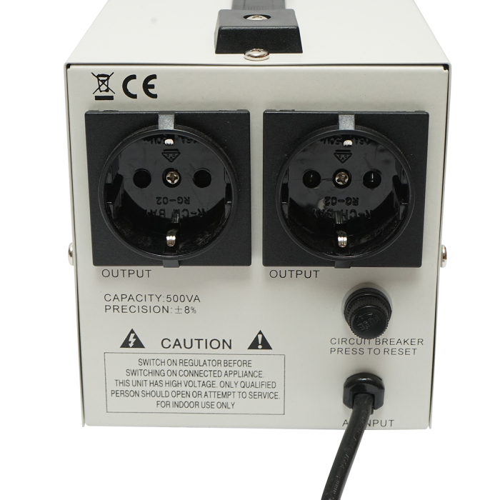 Stabilizator automat de tensiune monofazat 500 VA cu releu, 2 prize Schuko 230 V, afisaj LCD - Breckner Germany BK79718 [5]