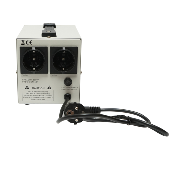 Stabilizator automat de tensiune monofazat 500 VA cu releu, 2 prize Schuko 230 V, afisaj LCD - Breckner Germany BK79718 [2]